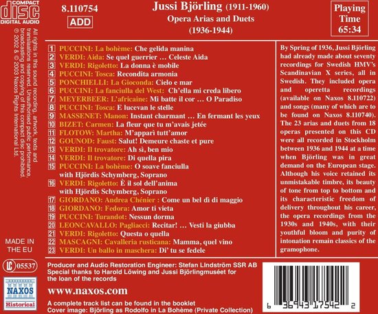 Jussi Bjorlingcollectionvo3 Jussi Bjorling Cd Album Muziek