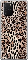 Samsung S10 Lite hoesje siliconen - Luipaard print bruin | Samsung Galaxy S10 Lite case | Bruin/beige | TPU backcover transparant