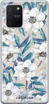 Samsung S10 Lite hoesje siliconen - Bloemen / Floral blauw | Samsung Galaxy S10 Lite case | blauw | TPU backcover transparant