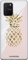 Samsung S10 Lite hoesje siliconen - Ananas | Samsung Galaxy S10 Lite case | Roze | TPU backcover transparant