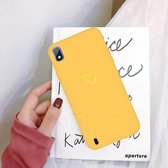 Voor Galaxy A10 Golden Love Heart Pattern Frosted TPU beschermhoes (geel)