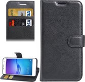Voor Huawei Enjoy 6 Litchi Texture Horizontal Flip PU lederen tas met houder & kaartsleuven & portemonnee (zwart)