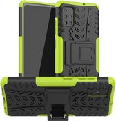 Voor Galaxy A51 Tire Texture Shockproof TPU + PC beschermhoes met houder (groen)