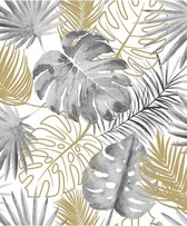Escapade palmbladeren zwart/goud natuur (vliesbehang, goud)