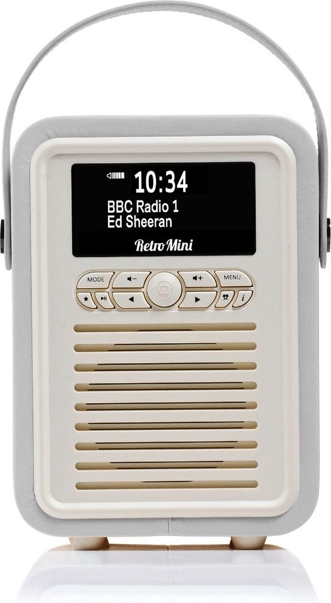 ViewQuest Retro Mini,Draagbare Retro DAB Radio met Bluetooth, Licht Grijs