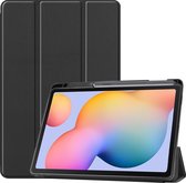 Tablet hoes geschikt voor Samsung Galaxy Tab S6 Lite - Tri-Fold Book Case met Stylus Pen houder - Zwart