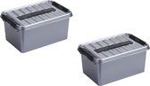 3x stuks sunware Q-Line opbergboxen/opbergdozen 6 liter 30,7 x 20 x 14 cm kunststof - Praktische opslagboxen - Opbergbakken