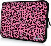 Sleevy 14 laptophoes roze panterprint - laptop sleeve - laptopcover - Sleevy Collectie 250+ designs