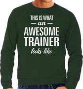 Awesome / geweldige trainer cadeau sweater groen heren M