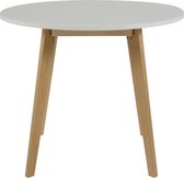 24Designs Tafel Ella - Ø90 X H75.5 Cm - Wit Tafelblad - Houten Poten