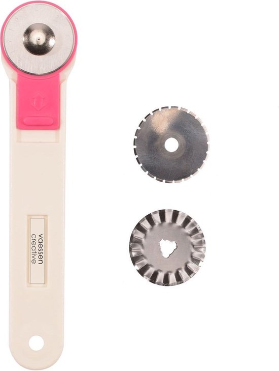 Foto: Vaessen creative rolmes incl 3 messen van 28 mm wit roze