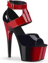 Pleaser Sandaal met enkelband, Paaldans schoenen -39 Shoes- ADORE-700-16 Paaldans schoenen Zwart/Rood