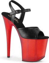 Pleaser Sandaal met enkelband, Paaldans schoenen -35 Shoes- FLAMINGO-809T Paaldans schoenen Zwart/Rood