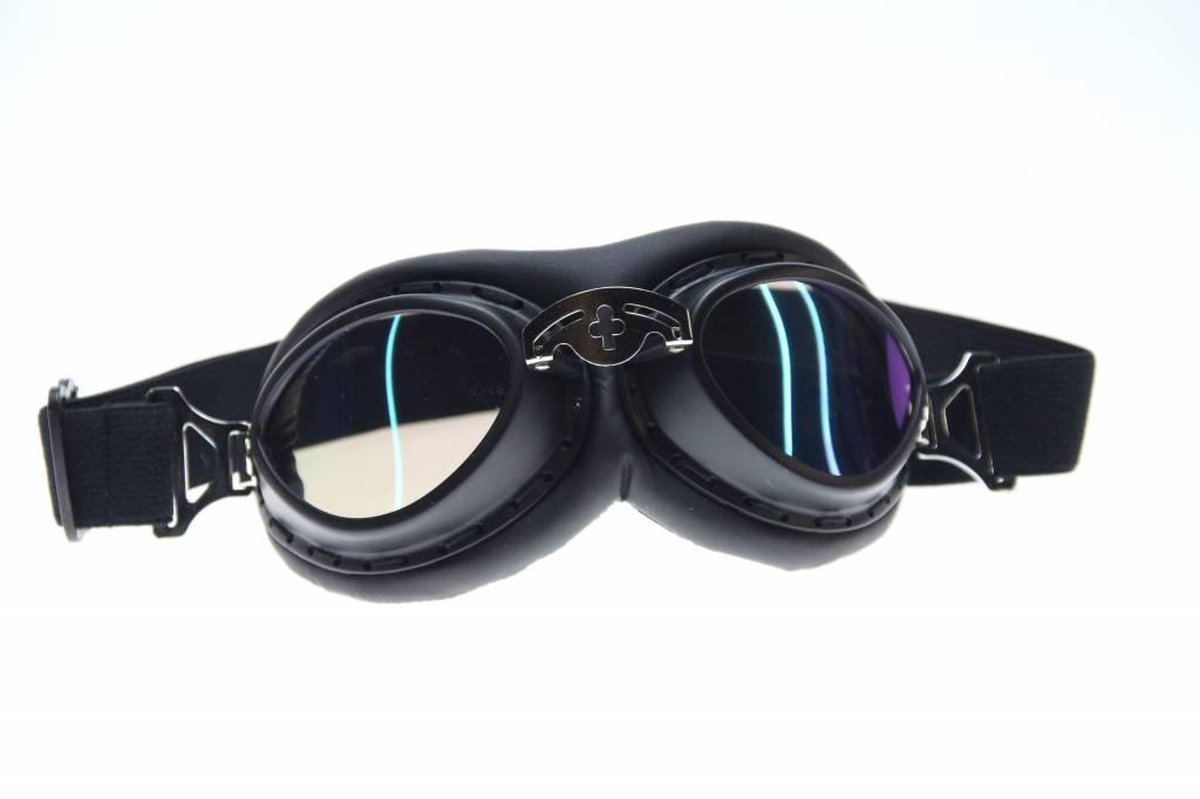 CRG Zwarte steampunk rider motorbril - multi kleur