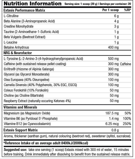 Stacker 2 Exstasis Pre Workout 20 servings Fruit Punch