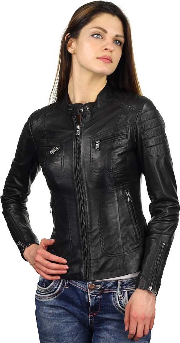 Versano Miami Leren Dames Bikerjack Dames Jas L - Zwart
