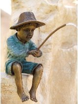 Beeld brons - Spuitfiguur vissertje - Bronzartes - hoogte 30 cm