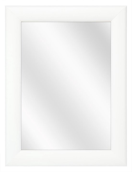 Spiegel met Ronde Houten Lijst - Wit - 40x60 cm