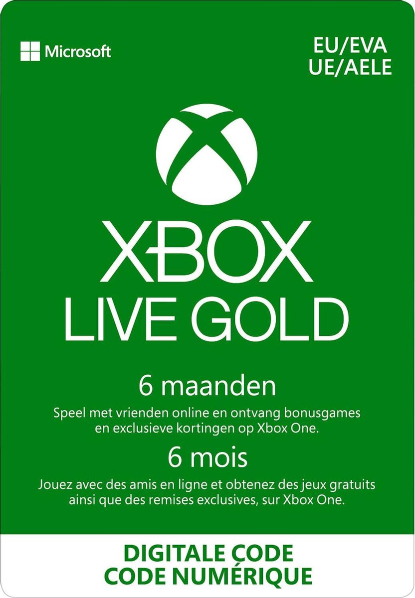 Microsoft Xbox Live Gold - 6 Maanden abonnement - Xbox 360, Xbox One, Xbox Series X & S