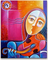 Handgeschilderd schilderij Olieverf op Canvas - Pablo Picasso 'Josephine met Gitaar'