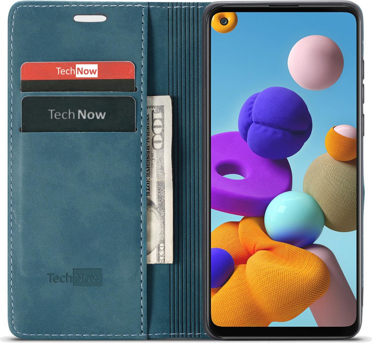 Hoesje geschikt voor Samsung Galaxy A21s - Book Case Leer Slimline Blauw