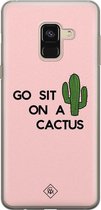 Samsung A8 (2018) hoesje siliconen - Go sit on a cactus | Samsung Galaxy A8 (2018) case | Roze | TPU backcover transparant