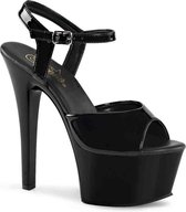 Aspire-609 stiletto sandal with ankle strap black patent - (EU 44 = US 13) - Pleaser
