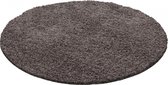 Himalaya Basic Rond Shaggy vloerkleed Taupe Hoogpolig- 80 CM ROND.