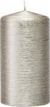 1x Zilveren cilinderkaars/stompkaars 7 x 13 cm 25 branduren - Geurloze zilverkleurige kaarsen - Woondecoraties