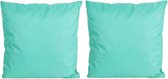 Set van 4x stuks bank/Sier kussens voor binnen en buiten in de kleur aquablauw/groen 45 x 45 cm - Tuin/huis kussens