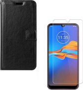 hoesje Geschikt voor: Samsung Galaxy A10E (Lite) Portemonnee zwart met 2 stuks Glas Screen protector