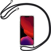 iPhone 11 Pro Max Telefoonhoesje met koord - Kettinghoesje - Anti Shock - Transparant TPU - Draagriem voor Schouder / Nek - Schouder tas - ZT Accessoires