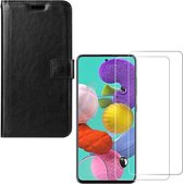 hoesje Geschikt voor: Samsung Galaxy Note 10 Lite Portemonnee zwart met 2 stuks Glas Screen protector