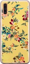 Samsung A50/A30s hoesje siliconen - Floral days | Samsung Galaxy A50/A30s case | geel | TPU backcover transparant