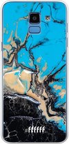Samsung Galaxy J6 (2018) Hoesje Transparant TPU Case - Blue meets Dark Marble #ffffff