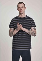 Urban Classics Heren Tshirt -S- Multicolor Stripe Zwart/Paars