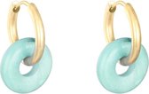 Yehwang Oorbel mint stenen ring goud