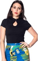 Dancing Days - Mandarin collar Top - 3XL - Zwart