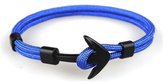 Hidzo Armbandje - Zwart Anker - Blauw Touw - Verstelbaar