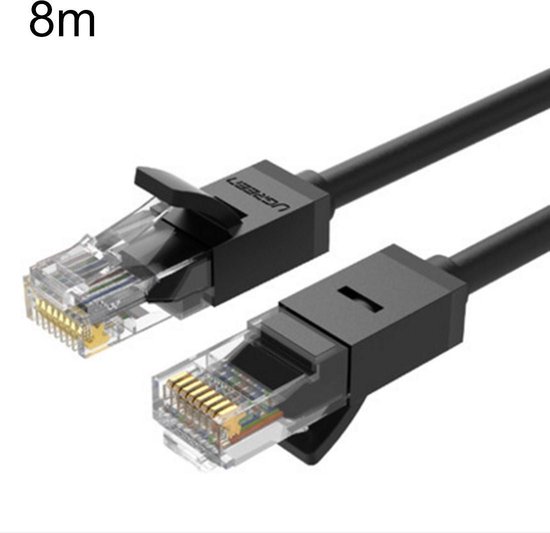 By Qubix internetkabel - 8m UGREEN cat 6 Rond Ethernet netwerk kabel (10.000mbps) - Zwart - UTP kabel - RJ45 - UTP kabel