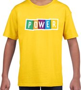 Power fun tekst t-shirt geel kids - Fun tekst / Verjaardag cadeau / kado t-shirt kids 158/164