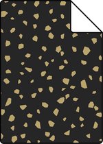 Proefstaal ESTAhome behang terrazzo zwart en goud - 139134 - 26,5 x 21 cm
