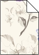 Proefstaal ESTAhome behang hortensia's diepblauw en paars - 128022 - 26,5 x 21 cm