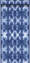 ESTAhome behang tie-dye shibori motief jeans indigoblauw - 148685
