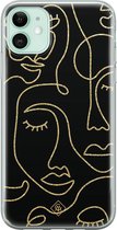 iPhone 11 hoesje siliconen - Abstract faces | Apple iPhone 11 case | TPU backcover transparant