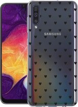 iMoshion Hoesje Geschikt voor Samsung Galaxy A30s / A50 Hoesje Siliconen - iMoshion Design hoesje - Transparant / Zwart / Hearts All Over Black