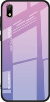 Voor Huawei Y5 (2019) Kleurverloop Glaskoffer (Lichtpaars)