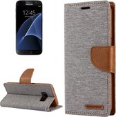 GOOSPERY CANVAS DAGBOEK voor Samsung Galaxy S7 canvas textuur horizontale flip lederen tas met kaartsleuven en portemonnee en houder (grijs)