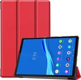 Voor Lenovo M10 Plus TB-X606F Custer-patroon Pure kleur Horizontale flip lederen tas met drievoudige houder en slaap- / wekfunctie (rood)