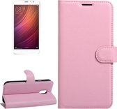 Voor Xiaomi Redmi Note 4 Litchi Texture Horizontal Flip Leather Case met houder & kaartsleuven & portemonnee (roze)